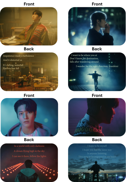 Collage of front and back images with a person in various settings and text.