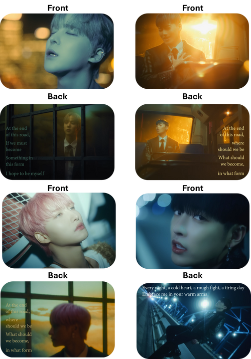 Collage of front and back views of a product with various scenes and text.